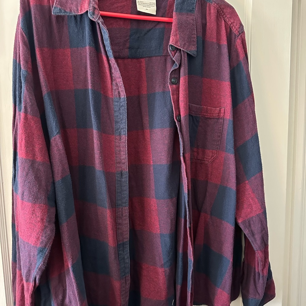 Dickies Red and Blue Plaid Button Down Shirt